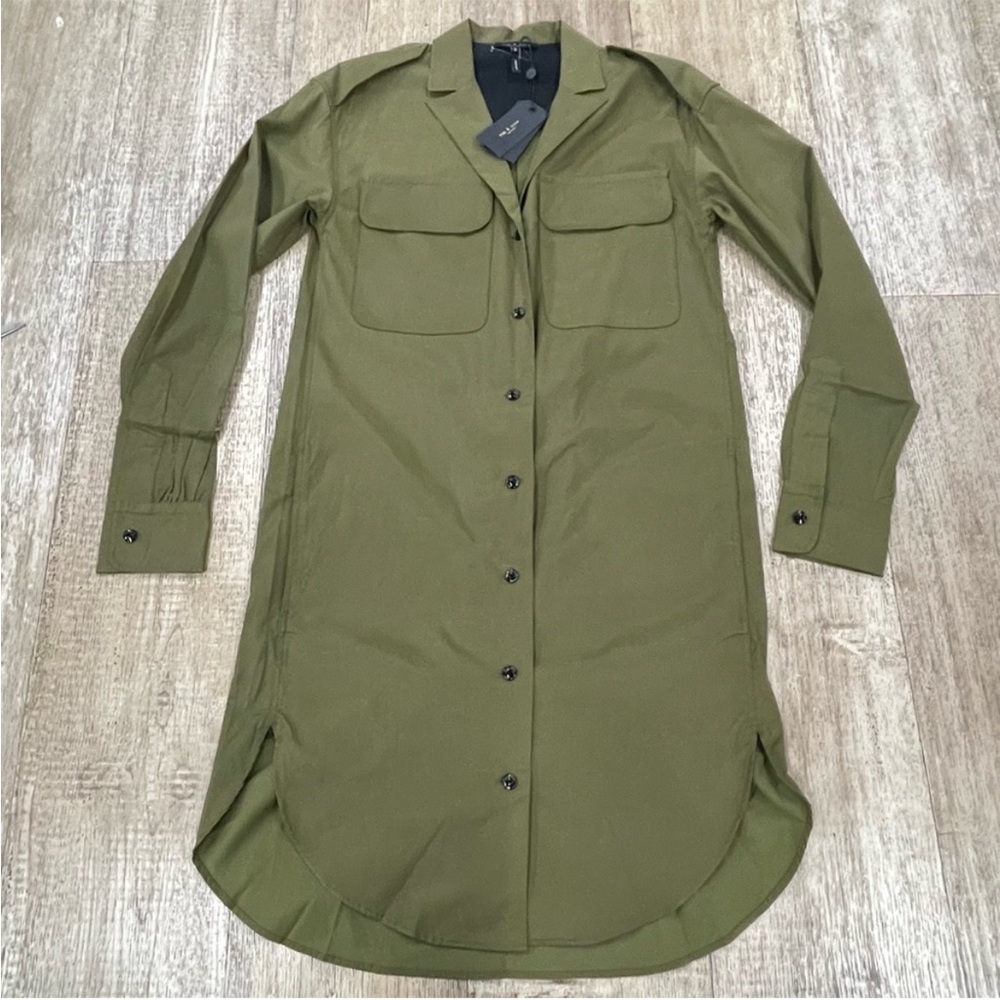 NWT rag & bone $425 Mason Shirt Dress In Dark Olive Size XS